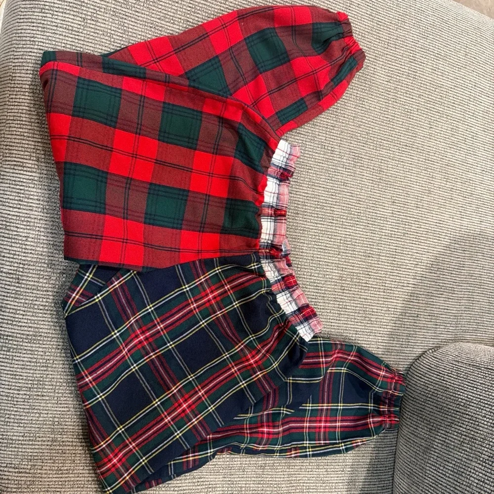 Kids Plaid Pajama Bottoms Fire Resistant - Jogger style ankles Comfy Colorblock